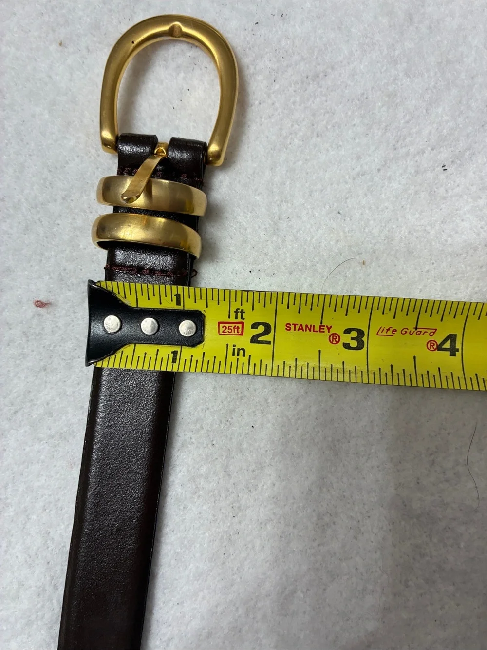 Women’ Dark Brown Leather Belt with Gold Buckle. Vintage the Ritz Accessory Coll